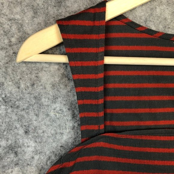 Articles of Society Tank Top S Red Gray Striped Square Neck Ribbed Knit Casual - Picture 3 of 12